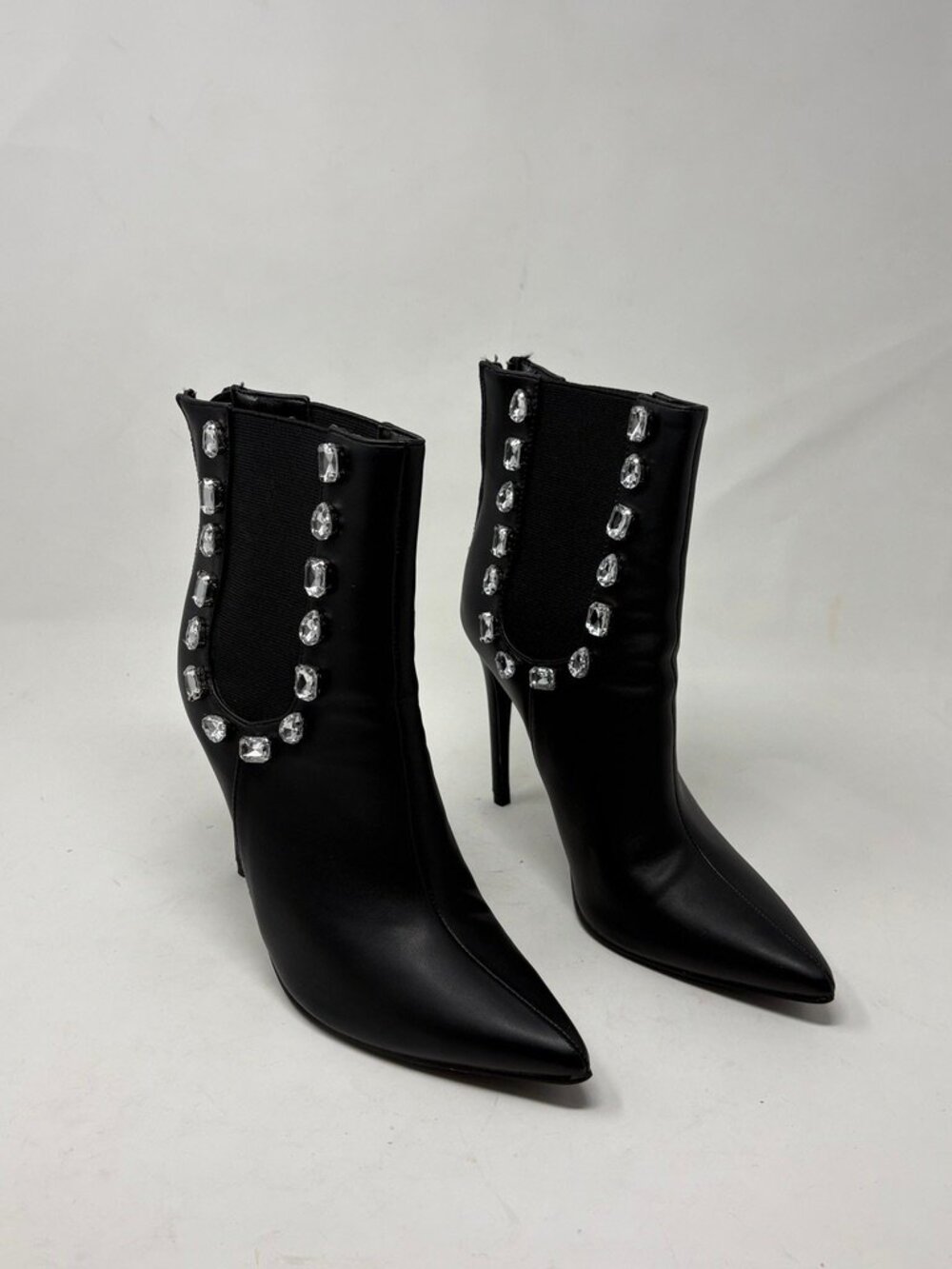 Cape Robbin Bekki Rhinestone Embellished Ankle Boots Black Stiletto Heel Size 7